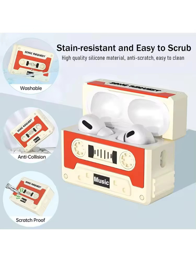 Retro-Kassettenetui Silikonhülle für AirPods Pro 3 im Vintage-Design - Bild 5