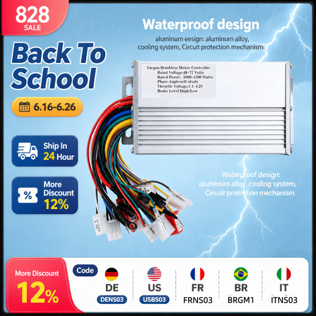 Gaqqee Bürstenloser Controller für Elektrofahrzeuge in Silber, Dual Modus, 1000-1500W, kompatibel mit 48V 60V 72V - Bild 1