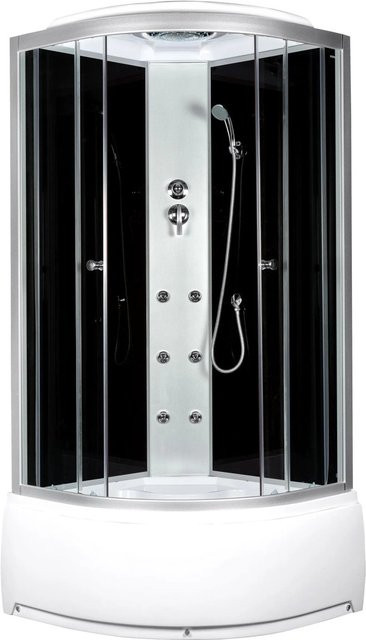 Kerra Hydromassagekabine Presto Eckdusche mit Duschwanne und Handbrause in Weiß, B/T/H: 91 x 91 x 220 cm - Bild 1