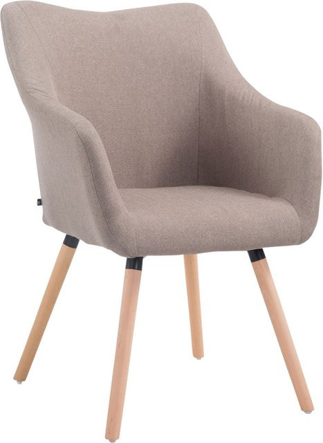 TPFLiving Besucherstuhl Coyo Two mit Stoffbezug und Buchenholzgestell in Taupe, B/T/H: 62,5 x 61,0 x 90,0 cm - Bild 1