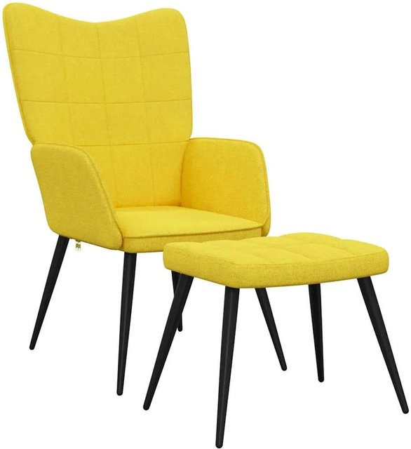 vidaXL Relaxsessel mit Hocker in Senfgelb aus Stoff mit Armlehnen und modernem Design - Bild 1