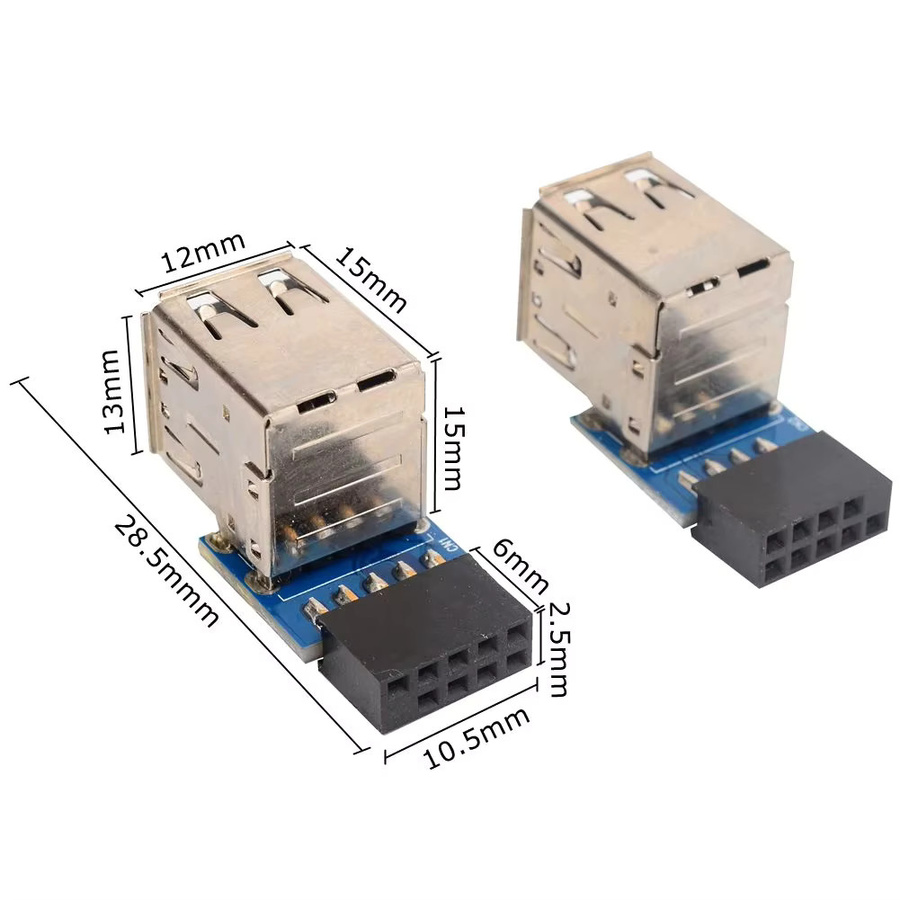 USB 2.0 Typ-A Weiblich Adapter Konverter von Motherboard Header auf 2 Ports für interne Computerverbindungen - Bild 3