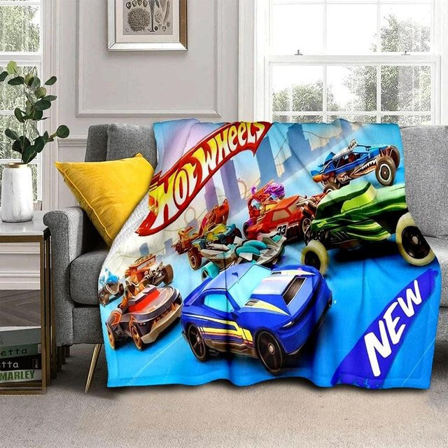 Magic Zhu H-Hot Wheels Rennwagen Flanell Decke für Kinder, weiche Überwurfdecke in Multicolour, B/B/H: 75 x 90 cm - Bild 1