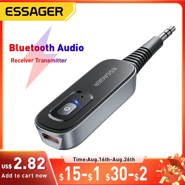 Essager Bluetooth 5.1 Audio Receiver und Sender mit Mikrofon, 3,5 mm AUX Stereo Musik Wireless Adapter in Schwarz - Bild 1