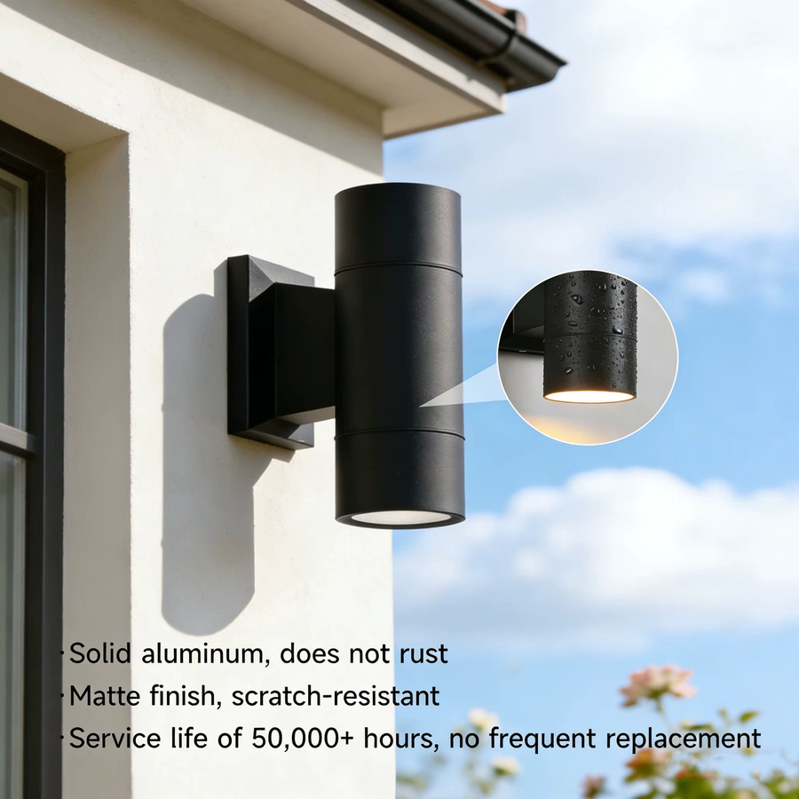 CHENBEN Außenwandleuchte aus Aluminium in Schwarz, moderne LED-Wandleuchte mit GU10 Fassung für Austauschbare Leuchtmittel, IP65 Wasserdicht für Garten und Terrasse - Bild 5