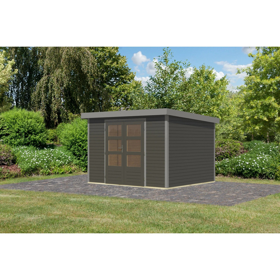 Karibu Gartenhaus Diego 5 B in Terragrau und Graualuminium, B: 298 cm, T: 209 cm, H: 242 cm - Bild 2