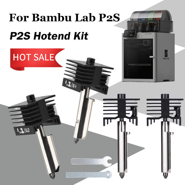 Bambu Lab Ersatz-Hotend mit gehärteter Stahldüse für P2S und H2S 3D-Drucker, Durchmesser: 0,2 mm, 0,4 mm, 0,6 mm und 0,8 mm - Bild 1