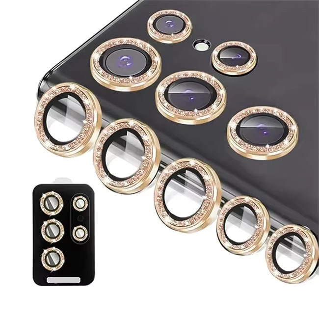 Diamant-Linsenschutz für Samsung Galaxy S26 Ultra, S25 Plus, S24+ und S23 Ultra Kameraobjektivring in Schwarz mit glänzender Objektivkappe - Bild 2