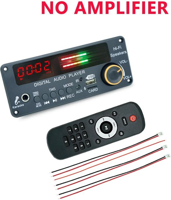 Meiteai-Car&Motor Bluetooth 5.3 Verstärker Modul mit 200W, MP3-Dekoder Platine für DIY Heimaudio und Auto, TWS kabelloser MP3-Player mit USB-C, TF, UKW Radio und Mikrofon, Schwarz - Bild 1