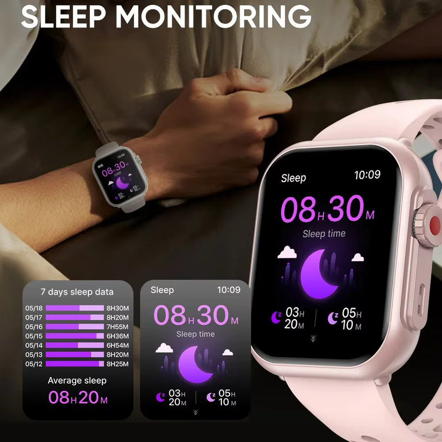 CRTORRS Luxuriöse Smartwatch für Herren und Damen in Schwarz mit Blutdruckmessgerät und 1000mAh Akku, wasserdichte Sport-Smartwatch für Android und Unisex-Nutzung - Bild 5