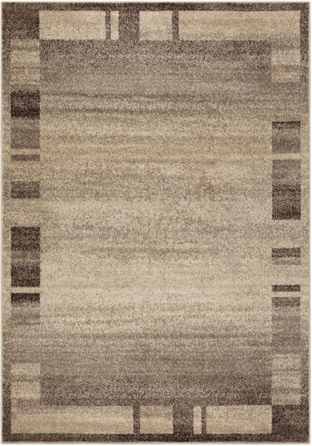 Peyer Syntex Moderner Kurzflor Teppich Ylva in Braun mit Bordüren-Design B: 80 cm, T: 150 cm - Bild 1