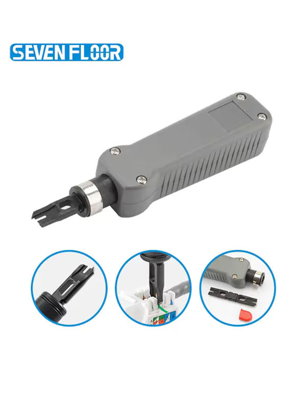 Seven Floor Impact-Einpresswerkzeug 110/88 mit Klingen, Netzwerkkabel- und Drahtschneider, Terminal-Einpresswerkzeug für Ethernet RJ45 Cat5e Cat6, Grau - Bild 7