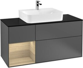 V&B Waschtischunterschrank Finion in Anthrazit mit offenem Regal links, Breite: 120 cm, Höhe: 60,3 cm, Tiefe: 50,1 cm - Bild 1