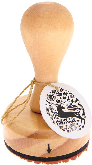 Rico Design Holzstempel Merry X-MAS oval, B: 7 cm, H: 5 cm - Bild 1