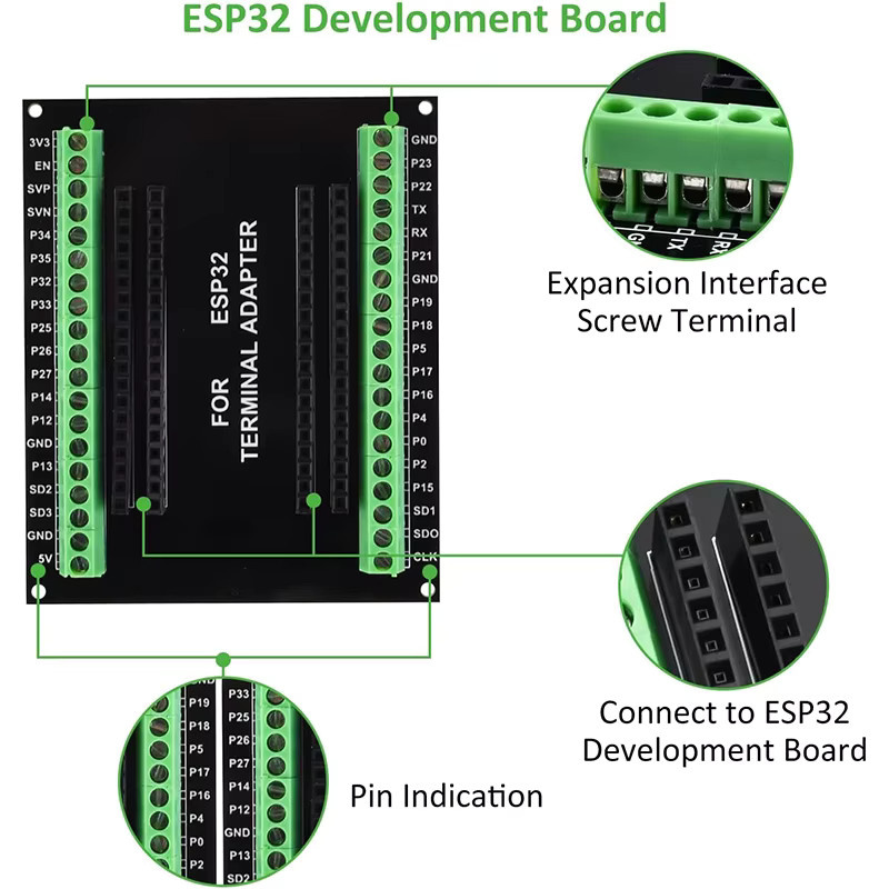 Aideepen 3er Set ESP32 Breakout Board 38PIN schmale Version für NodeMCU-32S in Schwarz - Bild 4
