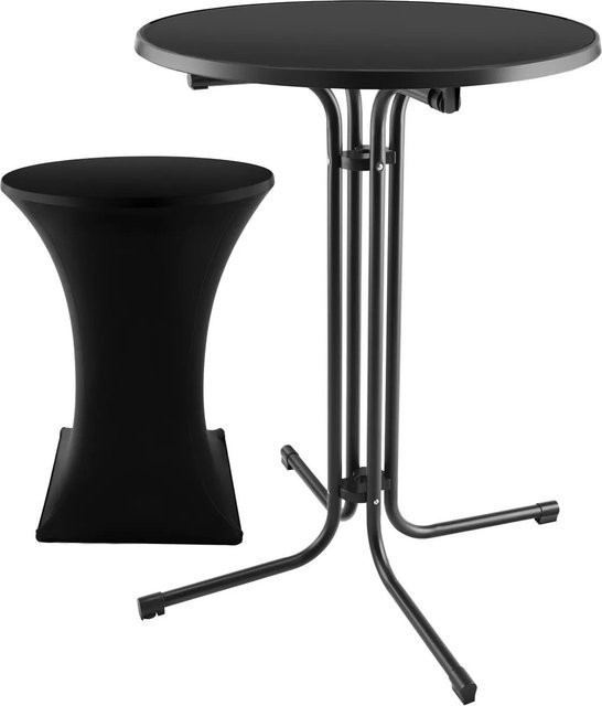 tectake Stehtisch Eren Rund mit Tischhusse Schwarz B/T/H: 90 x 90 x 110 cm - Bild 2