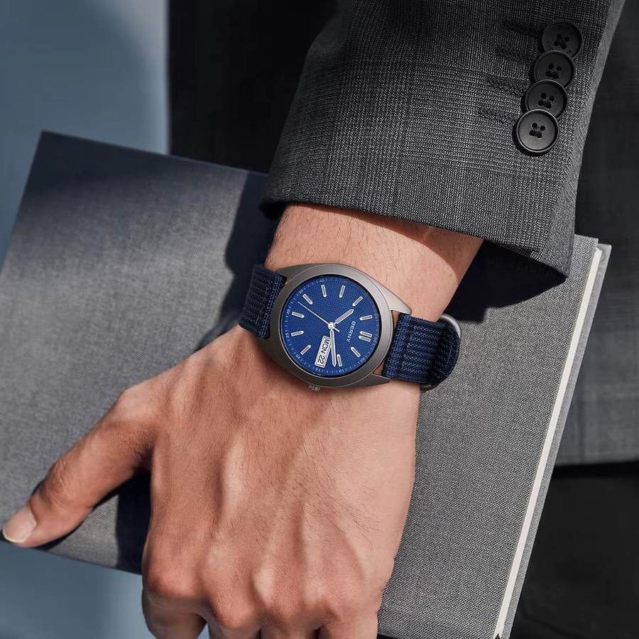 BERNY Armbanduhr Titan, Quarz, 38 mm, Blau, Herren - Bild 6