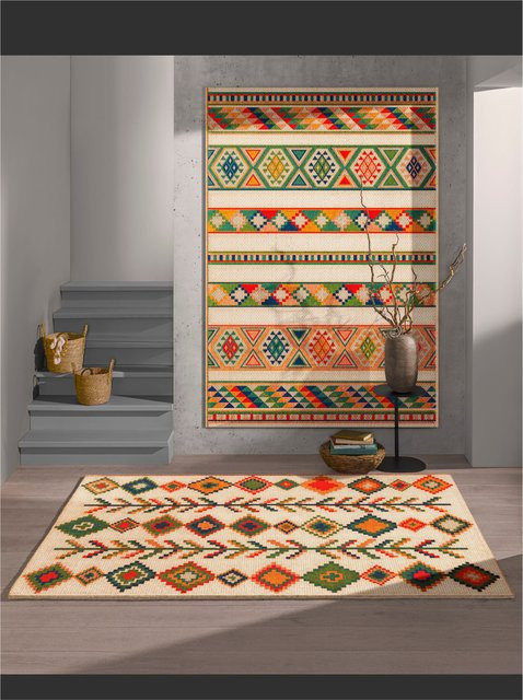Heine Home Teppich in Multicolour mit Ethno-Dessin für den In- und Outdoor-Bereich aus 100% Polypropylen - Bild 1
