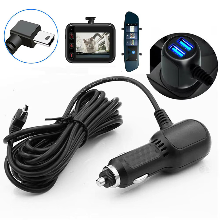 Micro USB Ladekabel für DVR Dash Cam und GPS Auto Ladegerät, Schwarz, 12-24 V - Bild 2