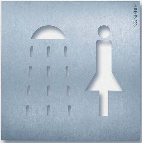Siedle Hinweisschild Dusche Damen aus Edelstahl in Silber, B: 15,4 cm, H: 15,4 cm, T: 1,1 cm - Bild 1