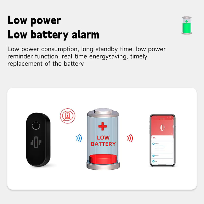 Tuya WiFi Vibrationssensor zur Echtzeit-Erkennung von Erschütterungen und Bewegung mit App-Benachrichtigung in Weiß oder Schwarz - Bild 4
