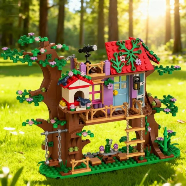 Linyi toy Baumhaus Garten Fee, Bausteine Set, Fantasy, ab 6 Jahren - Bild 1