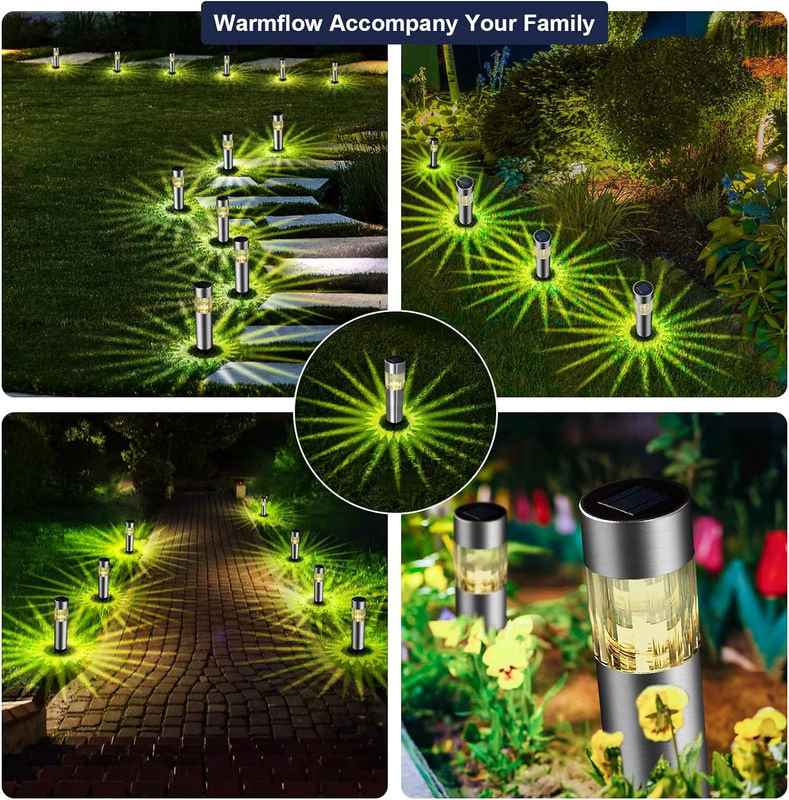 ZTree Solar Garten Weg Lichter aus Edelstahl in Silber, wasserdichte LED Gartenleuchten für Terrasse, Garten und Hof - Bild 2