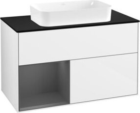 V&B Waschtischunterschrank Finion in Weiß glänzend lackiert, Breite: 100 cm, Tiefe: 60,3 cm - Bild 1