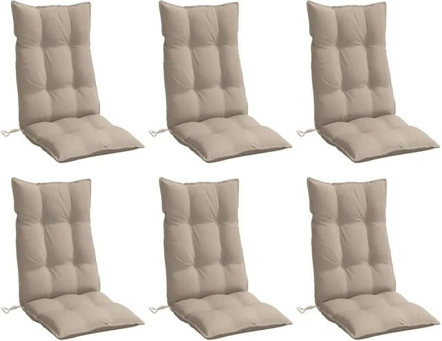 6er Set vidaXL Hochlehner-Auflagen aus wasserabweisendem Oxford-Gewebe in Taupe/Beige - Bild 1