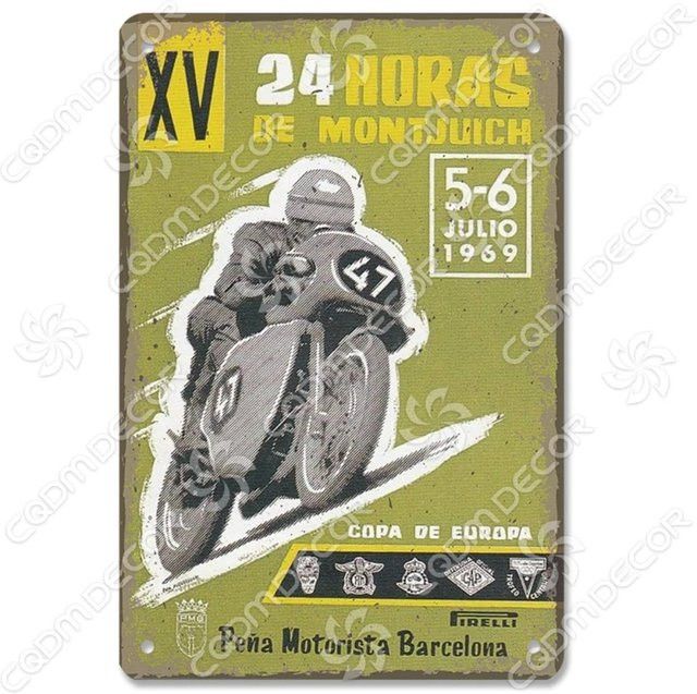HELLOYOUNG Vintage Motorrad TT Racing Metallblechschild Wandkunst Multicolor, Breite: 30,0 cm, Höhe: 20,0 cm, Tiefe: 0,1 cm - Bild 1