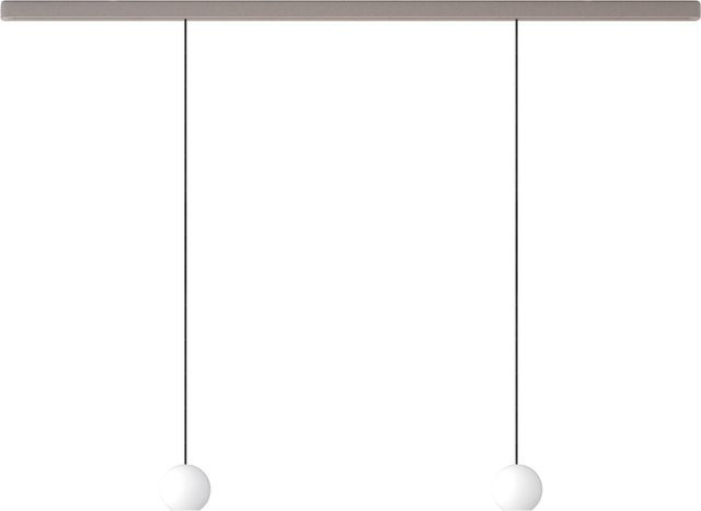 KOMOT KOS Duo S LED-Pendelleuchte mit Schiene, Nickel matt und Schwarz, mundgeblasenes Opalglas, Tunable White 2200K - 4200K, Länge: 150 cm - Bild 1