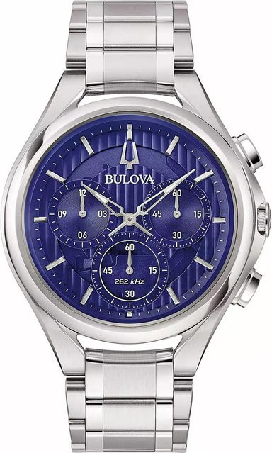 Bulova Chronograph Herrenuhr, Quarz, Edelstahl, Blau, 45 mm - Bild 1