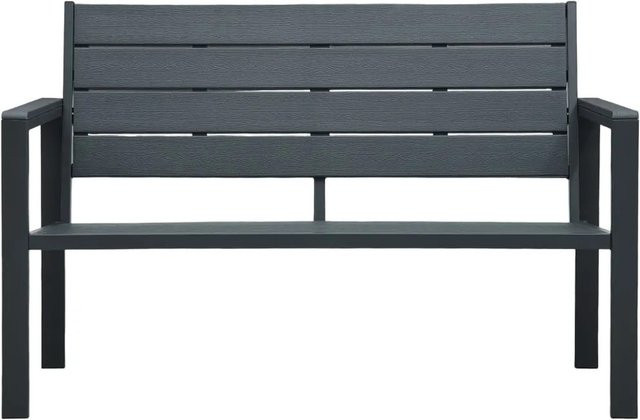 vidaXL Gartenbank in Grau mit Holz-Optik aus HDPE und Metall, Breite: 120 cm, Höhe: 78 cm, Tiefe: 64 cm - Bild 1