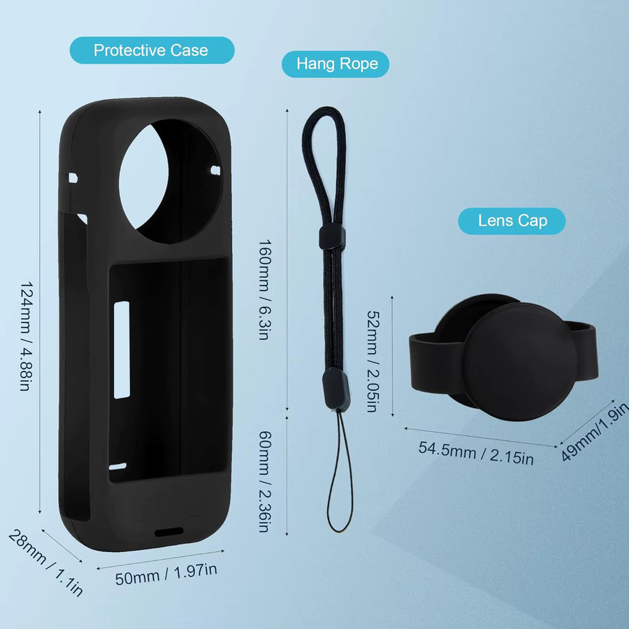 Insta 360 X4 Silikon-Schutzhülle für Objektivdeckel in Schwarz - Bild 4