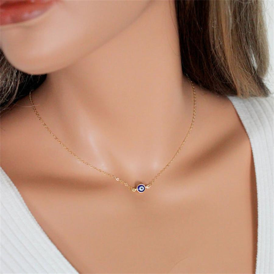 Rinhoo Halskette, Blaues Auge Anhänger, Gold, Damen - Bild 1