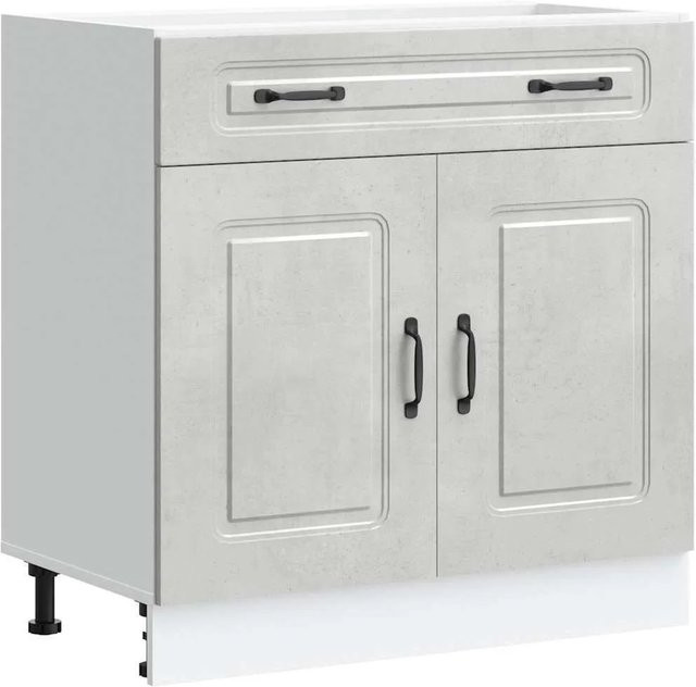 vidaXL Küchenunterschrank Kalmar in Betongrau aus Holzwerkstoff mit Türen und Schubladen B/T/H: 46,0 x 25,0 x 81,5 cm - Bild 1