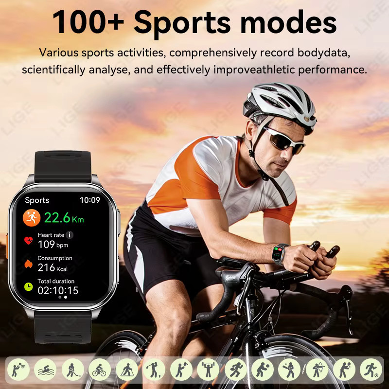 LIGE Smartwatch, Edelstahl, Schwarz, Unisex, Wasserdicht - Bild 5