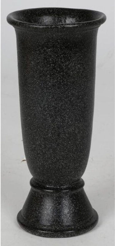 Buri Grab Blumenvase für Schnittblumen in Schwarz Grau, zylindrische Friedhofsschale aus Kunststoff und Keramik, B/H/T: 26 x 12 x 12 cm - Bild 1