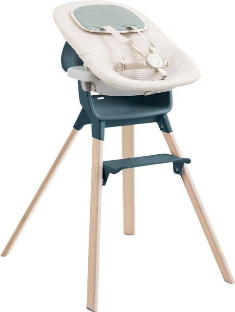 Stokke Clikk Bundle Hochstuhl aus Bambus in Blau inklusive Newbornset und Reclining Insert - Bild 1