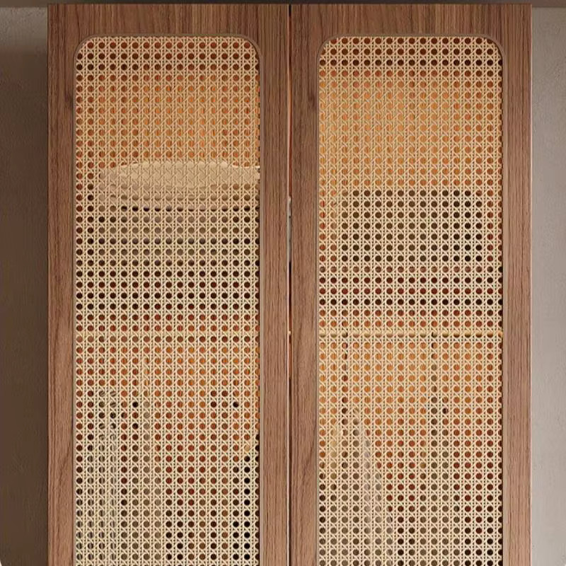 DUTRIEUX Kleiderschrank im nordischen Design aus Holz und Rattan in Braun mit integrierter Beleuchtung und Schubladen - Bild 2