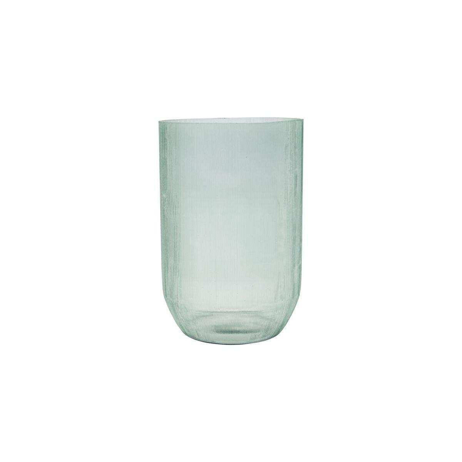 House Doctor Vase Amka aus Glas in Hellblau mit vertikalen Rillen, Höhe: 21 cm - Bild 1