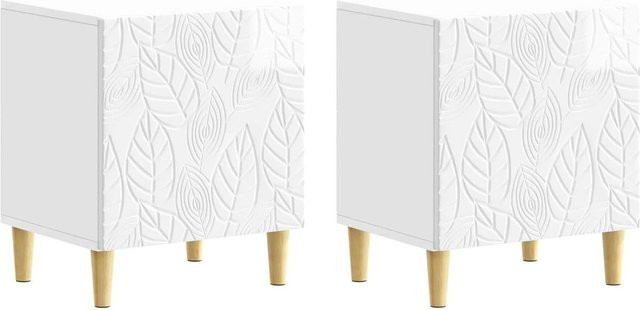 vidaXL Nachttisch Set 2 Stück in Hochglanz Weiß, modernes Design für dein Schlafzimmer, B/T/H: 43 x 34,5 x 50 cm - Bild 1