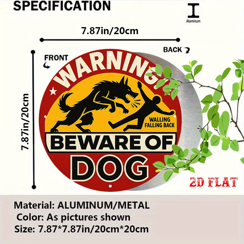 Potdemiel Rundes Aluminium-Warnschild Vorsicht Hundeangriff als rustikale Metall-Wanddekoration Durchmesser: 20 cm - Bild 2