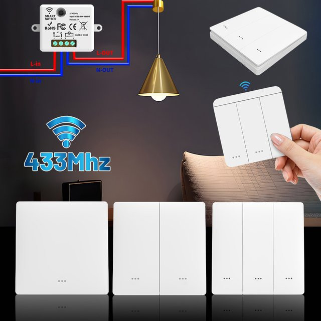 RF433 Funkfernbedienungsschalter in Weiß zur kabellosen Steuerung von Beleuchtung und Elektrogeräten - Bild 1