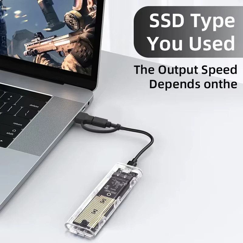 ROUHONG M.2 NGFF/NVME zu USB 3.0 Typ-C Mobiles Festplattengehäuse für SATA SSD, 5Gbps, Transparent - Bild 3