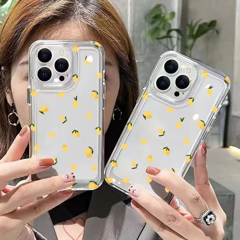 Transparente Samsung Handyhülle mit gelbem Zitronenmuster für Galaxy S26 S25 Ultra S24 S23 FE S22 S21 Plus S20 A73 5G A72 A71 - Bild 2
