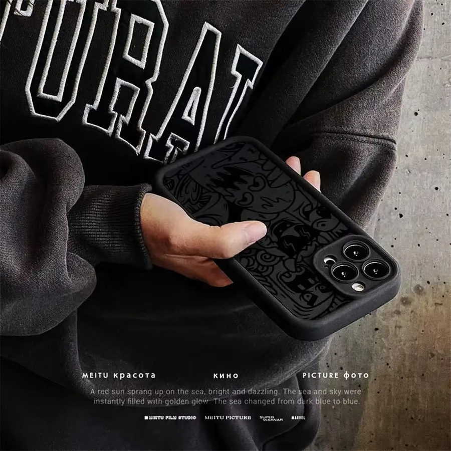 Stoßfeste Graffiti-Handyhülle für Apple iPhone 11 bis 17 Pro Max Plus in Schwarz - Bild 3