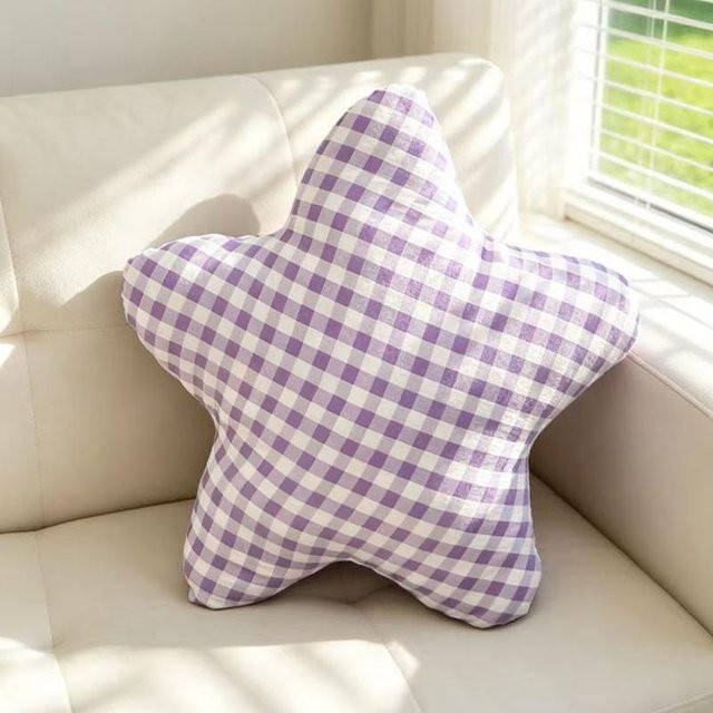 Sternförmiges Plüschkissen in Lila für Schlafzimmer und Wohnzimmer, Durchmesser: 40 cm - Bild 1