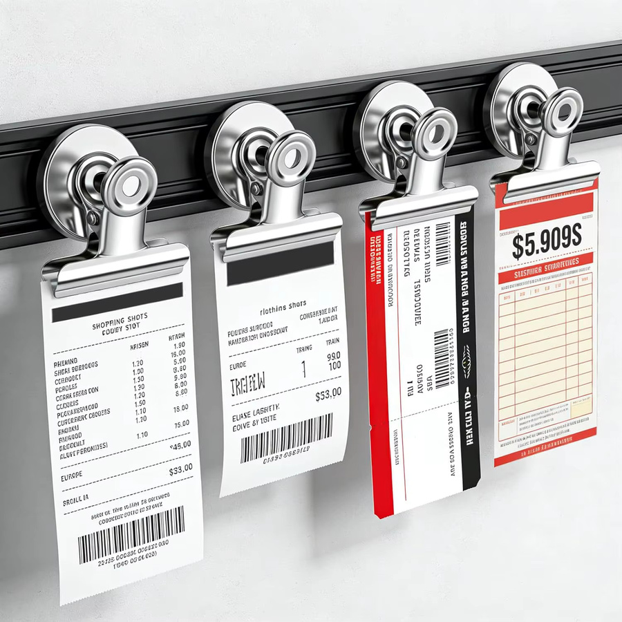 Starke magnetische Clips aus Metall in Silber und Weiß für Whiteboard, Kühlschrank und Büro - Bild 2