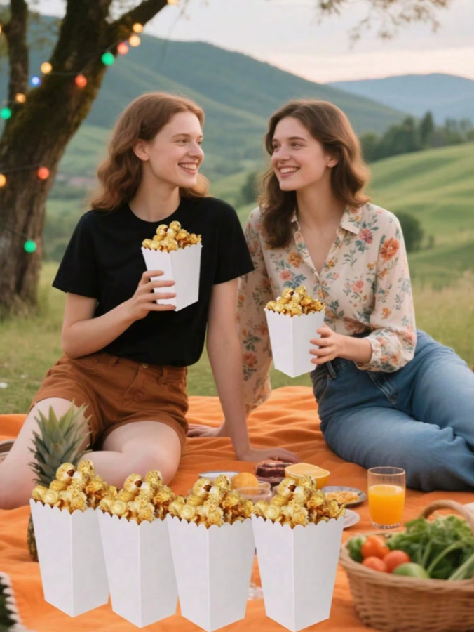 Bunte Popcorn-Papierschachteln als Party-Snackbehälter für Popcorn, Pommes Frites oder Süßigkeiten - Bild 2